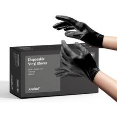 Disposable Gloves on sale JussStuff Vinyl Exam Latex Free & Powder Free Gloves Black Box of Gloves Small