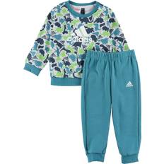 Trykknapper Tracksuits adidas Kid's Essentials Allover Print Jogger Set - Grey One/Semi Lucid Lime/Arctic Fusion /Arctic Night