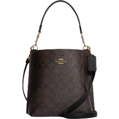 Brown - Leather Handbags Coach Mollie Bucket Bag In Signature Canvas - Gold/Brown Black