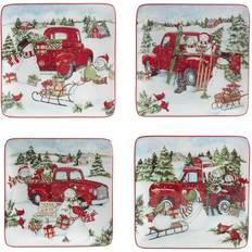 Dessert Plates Certified International Red Truck Snowman Set Of Dessert Plate 4