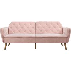 Novogratz Tallulah Memory Pink Velvet Sofa 83" 2 Seater
