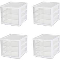 Sterilite 36208002 Ultra 2 Drawer Portable Rolling Storage Cart, White (4 Pack)