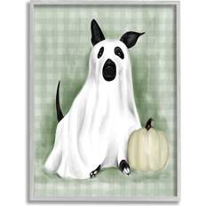 Framed Art Stupell Industries Dog Ghost Halloween Costume Giclee Framed Art