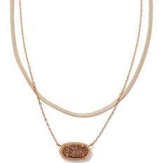 Kendra Scott Elisa Herringbone Rose Gold Multi Strand Necklace in Rose Gold Drusy One
