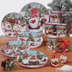 Red Dinner Sets Certified International Christmas Gnomes 16 piece Dinner Set