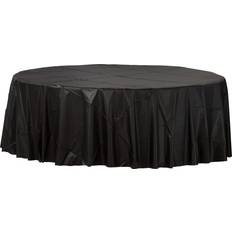 Black round table cloths Amscan 84 Jet Black Plastic Round Tablecover