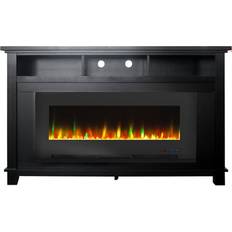 Hanover Winchester Electric Fireplace TV Stand and Color-Changing LED Heater Insert with Crystal Rock Display Brown