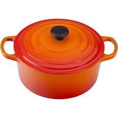 Round Dutch Oven Casserole Dish - Orange Cast Iron 26cm / 10.2