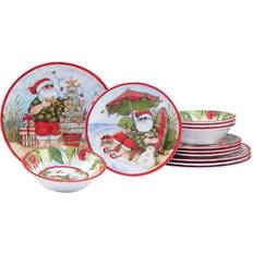 Red Dinner Sets Certified International Santa's Wish 12-Pcs Dinner Set