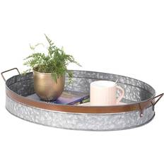 Vintiquewise QI003485.M Galvanized Oval Serving Tray