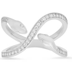 925 Sterling Silver Diamond CZ Snake Ring