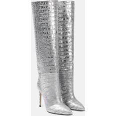 Damen - Silbrig Hohe Stiefel Paris Texas Stiefel aus Metallic-Leder Silber