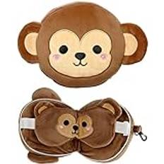 Puckator Monkey Relaxeazzz Plush Round Travel Pillow & Eye Mask Set