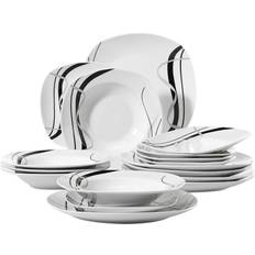 MALACASA Blance 18-Piece Porcelain Marble Gray Dinnerware Set