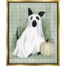 Wall Decorations Stupell Industries Dog Ghost Halloween Costume Floater Framed Art