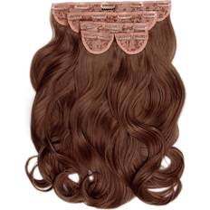 Lullabellz Super Thick Blow Dry Wavy Clip In Hair Extensions 22 inch Auburn 5-pack