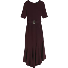 Ted Baker Samalee Ruffled Hem Knitted Midi Dress - Dark Red