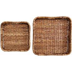 Storied Home Hand-Woven with Handles Serving Tray