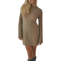 Nelly Short Rib Knit Dress - Taupe