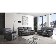 Betsy Furniture Microfiber Reclining Sofa 87" 6 Seater