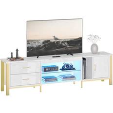 Bestier Modern White/Gold TV Bench 80x21.9"