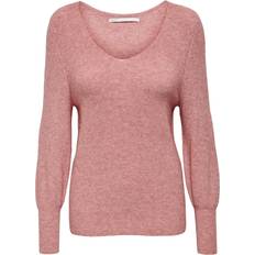 Only Latia Long V-neck Knitted Pullover - Rose/Dusty Rose