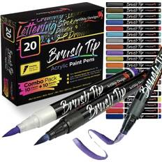 PINTAR Acrylic Paint Pastel Markers Set of 16 0.7MM Ultra-fine Tip Acrylic  Pens for Rock Painting, Ceramic, Glass, Wood, Porcelain, Paper 