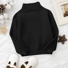 Polyamide Knitted Sweaters Children's Clothing Shein Baby Mock Neck Ribbed Knit Sweater