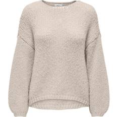 Only L Overdeler Only Nordic O-Neckline Dropped Shoulders Pullover - Grey/Pumice Stone