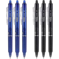 Pilot FriXion Clicker 0.7mm, Erasable Gel Pens, Fine Point (6-Pack,  Black/Blue)