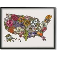 Stupell Industries United States Country Map Black Framed Art 14x11"