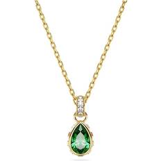 Einstellbar Größe Halsketten Swarovski Stilla Pear Cut Pendant - Gold/Green/Transparent