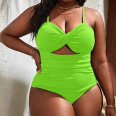 Shein Swimsuits Shein Plus Twist Front Cut Out Ruched One Piece Swimsuit
