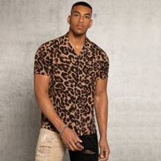 Shein XXL Shirts Shein Men Leopard Button Front Shirt