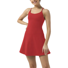 Damen - Fitness Kleider Halara Everyday Cloudful Fabric Backless 2-in-1 Flare Workout Dress-Wannabe - Mars Red