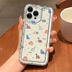 Shein Cartoon Dinosaur Print Clear Phone Case for iPhone