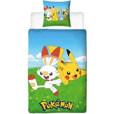 Licens Pokemon Pikachu & Scorbunny 2 in 1 Bedding Set 140x200cm