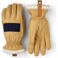 Beige - Herre Hansker & Votter Hestra Njord 5 Finger Ski Gloves - Navy/Natural Brown