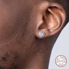 Herren Schmuck Shein 1pair Round Cubic Zirconia Stud Earrings For Men Silver Fine Jewelry Gift