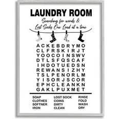 Stupell Industries Laundry Room Word Search Lost Socks Grey Framed Art 11x14"