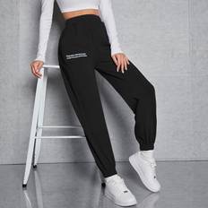 Shein Pants Shein EZwear Slogan Graphic Sweatpants