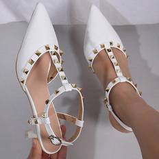 Beste Pumps Shein Women Studded Decor Ankle Strap Pumps, Point Toe Punk Pumps