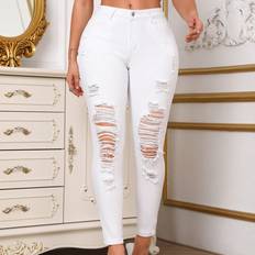 Shein White Jeans Shein Ripped Skinny Jeans Without Belt