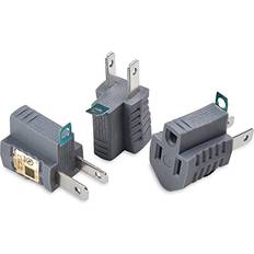 Travel Adapters Cable matters [ul listed] 3-pack 2 prong to 3 prong outlet adapter in gray