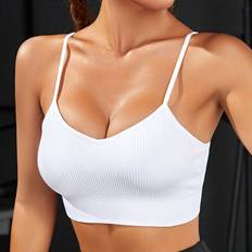 Shein BHs Shein Solid Ribbed Knit Sports Bra