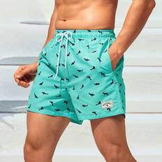 Shein Swimming Trunks Shein Men Allover Print Drawstring Waist Swim Trunks