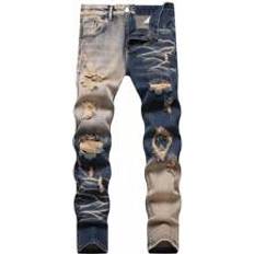 Shein Men Jeans Shein Men Cotton Ripped Frayed Bleach Wash Jeans