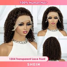 Perücken Shein Brown 13x4 Jerry Curly Lace Front Wigs Human Hair Density