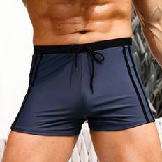 Shein Herren Bademode Shein Men Contrast Tape Drawstring Waist Swim Trunks