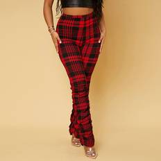 Shein XXL Pants Shein High Waisted Plaid Print Ruched Trousers